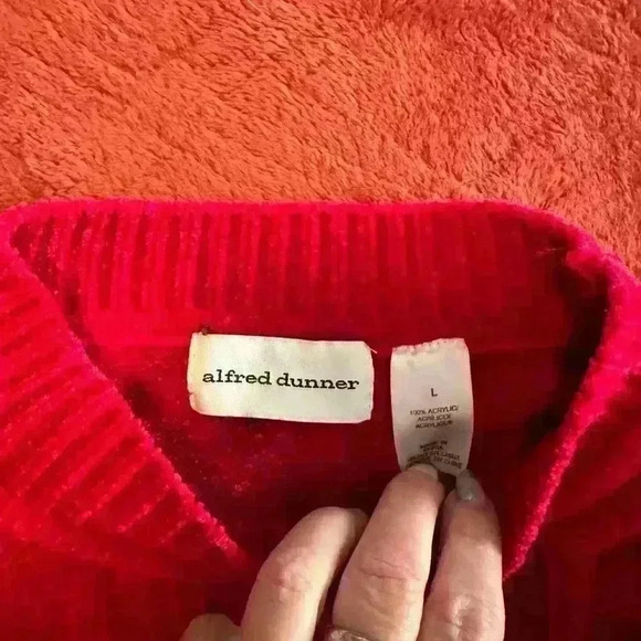 Alfred Dunner Sweater Women's Long Sleeve Knit Pullover Mock Neck Red Size L - Picture 4 of 13